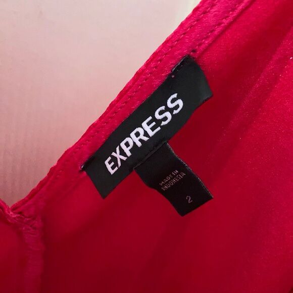 NEW Express Barbiecore Hot Pink Silky Deep V Neck Midi Satin Dress Gown 2 NWOT - Picture 7 of 11